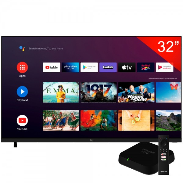 Smart TV LED de 32" MTEK MK32FSAH HD + Receptor AMIKO XPro+ 4K UHD